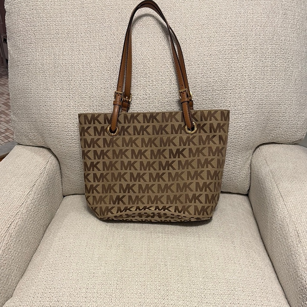 Michael Kors Brown Tote with Signature MK Monogram